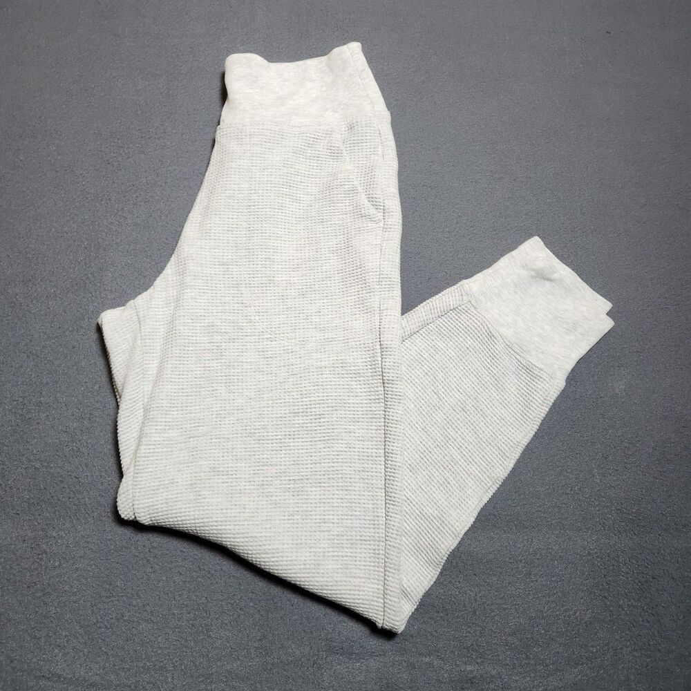 Athleta Joggers Women XS Light Gray Heather Coaster Luxe Waffle Knit High Rise